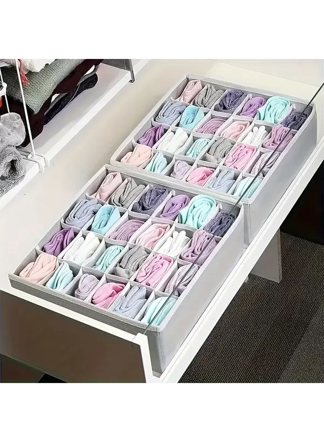 2PCS Dark Gray Closet Organizer With 48 Compartments Heavy Duty Fabric Storage Box - Image 5